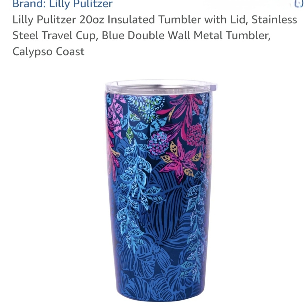 Lilly Pulitzer Cup Thermal Insulated Tumbler Aegean Navy Calypso Coast NWT 20oz